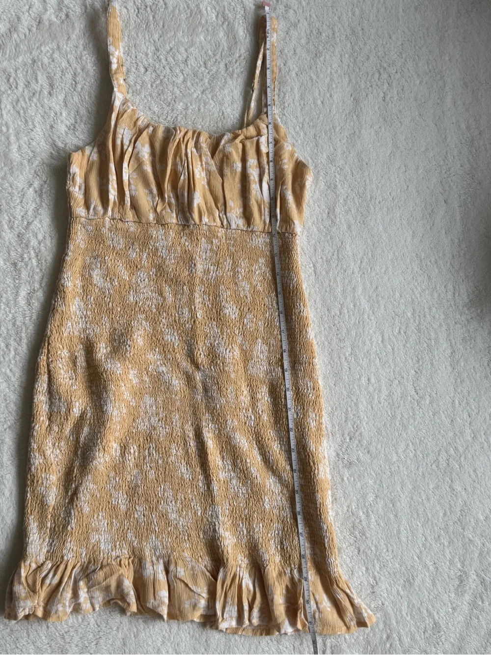 Abercrombie & Fitch Yellow Floral Smocked Mini Dress — Medium